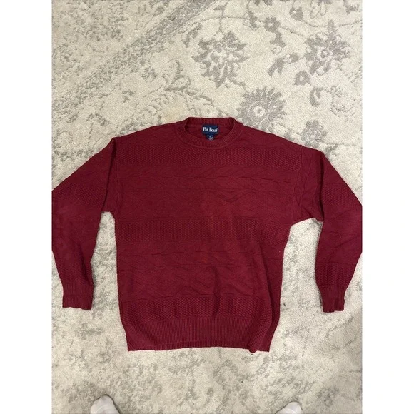 Vintage Par Four Knit Golf Sweater Embroidered Maroon Size LXT Extra Large‎ Tall