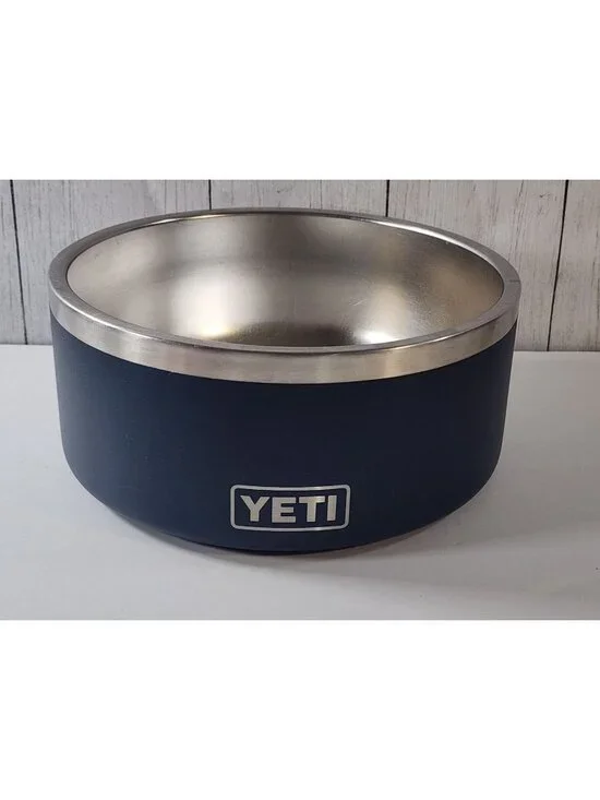 YETI BOOMER 8 DOG WATER FOOD BOWL BLUE STAINLESS STEEL NON SLIP RUBBER RING