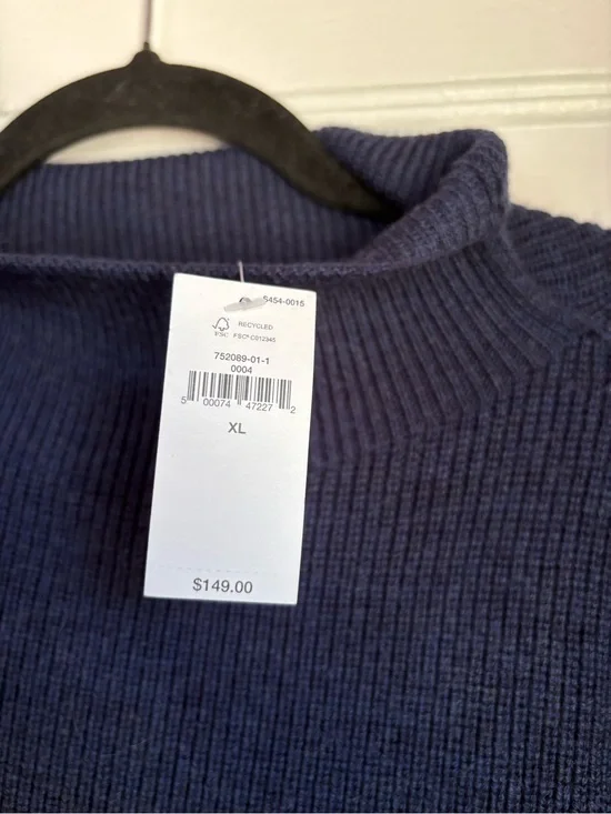 Banana Republic Merino Submariner Ribbed Turtleneck Sweater NWT XL Navy