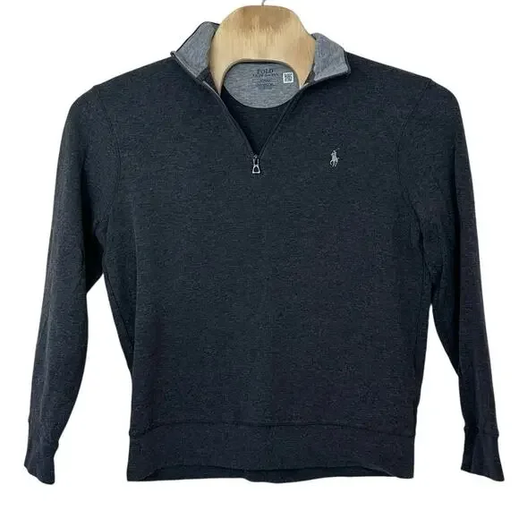 Polo Ralph Lauren Mens Luxury Jersey Quarter 1/4 Zip Pullover Size M Preppy Gray