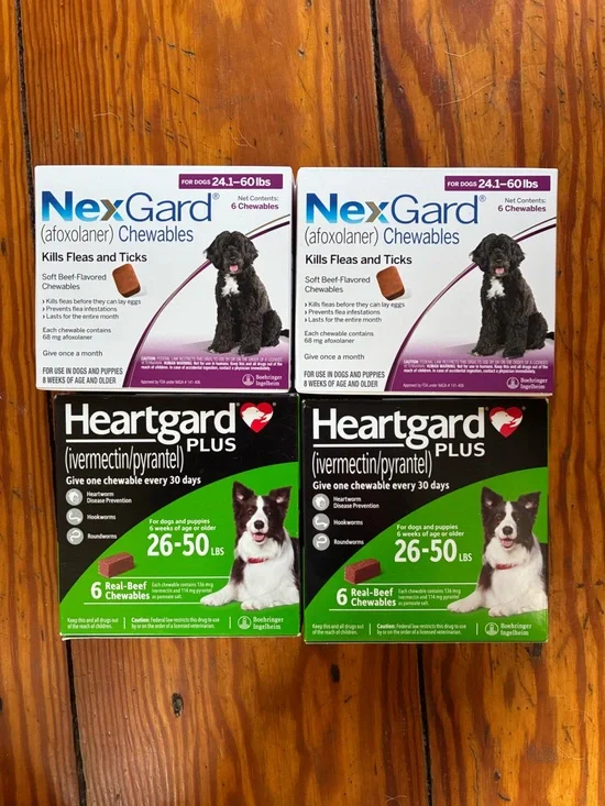 NexGard 24.1-60 lbs & Heartgard Plus 26-55 lbs bundle 12 month supply