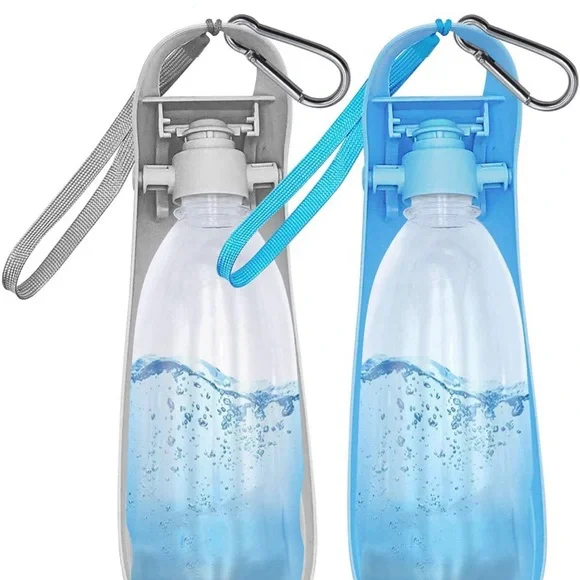 Portable pet water bottles Blue and gray