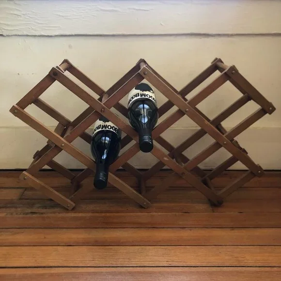 1970s Vintage Expandable Wooden Wine Rack - Versatile Organizer