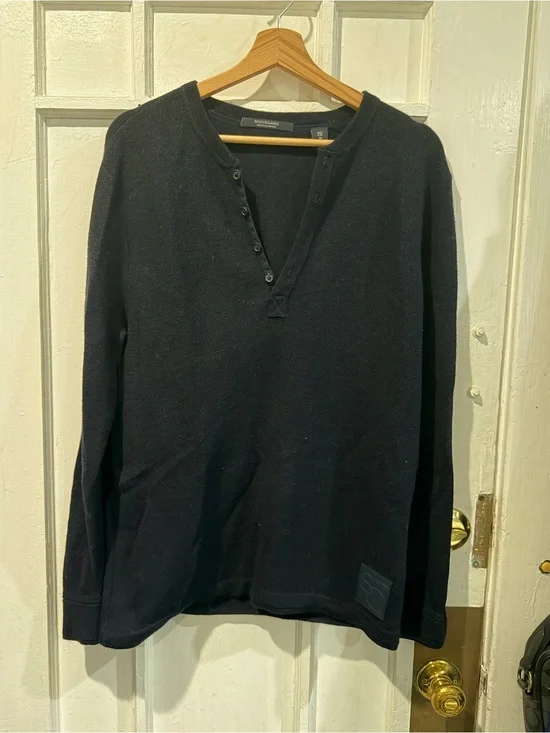 Scotch & Soda Navy Button-Up Henley Top