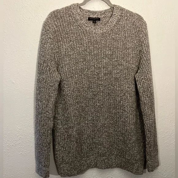 Banana Republic Men’s M Fisherman Sweater Cotton Wool Blend Marled Brown Heavy
