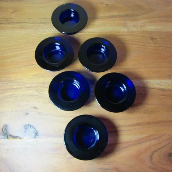cobalt blue Ikea tealight glass candle holders (H138)