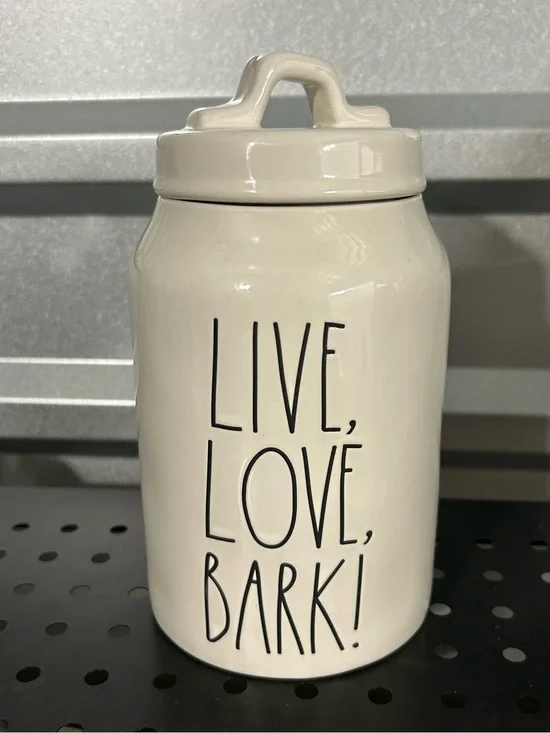 Rae Dunn Cream Dog Treat Jar 