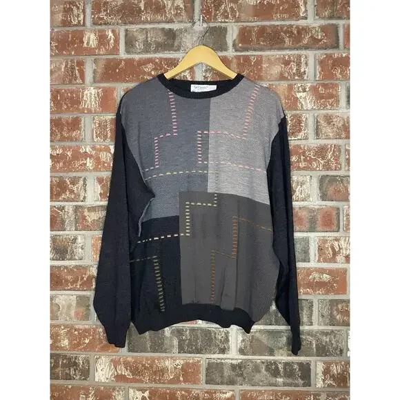 VTG St Croix Shop Men Sweater L 100% Wool Retro Dad 80s Tight-Knight Grandpa
