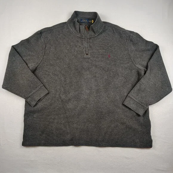 Polo Ralph Lauren Pullover Sweater Mens 2XL Gray 1/4 Zip
