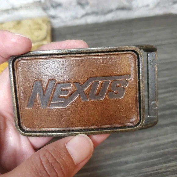NEXUS Guardian One Piece Brown Tooled Leather Belt Buckle Custom -‎ MADE IN USA