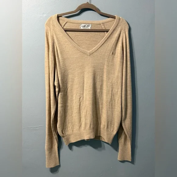 Vintage‎ Christian Dior Tan Sweater Men’s Vintage V Neck Sweater Size Medium
