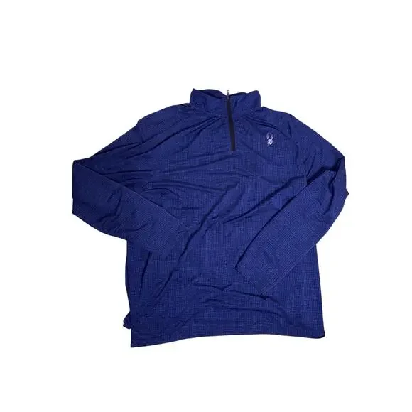 Spyder Performance Quarter Zip Mens XL Blue Athletic Gym Pullover