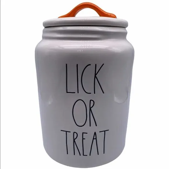 Rae Dunn LICK OR TREAT Dog Treat Canister