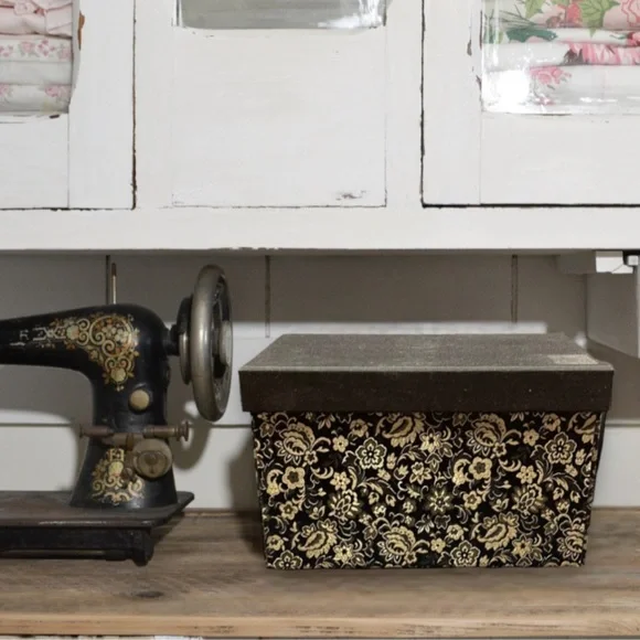 Gold Floral Fabric Covered Memory Box