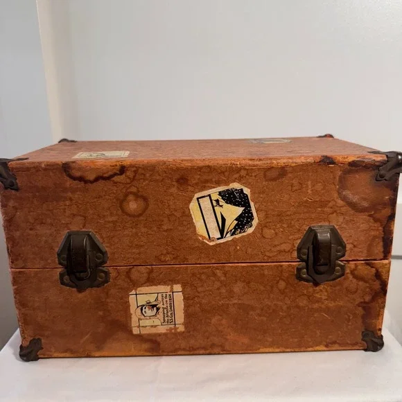 Vintage Cass Toy Box‎ Trunk Wood & Metal Decoupage Steamer Toy Chest
