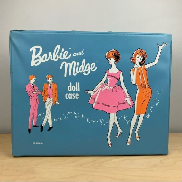 Vintage 1963 Mattel Barbie Midge Doll Carrying Case Blue Vinyl Wardrobe ONLY