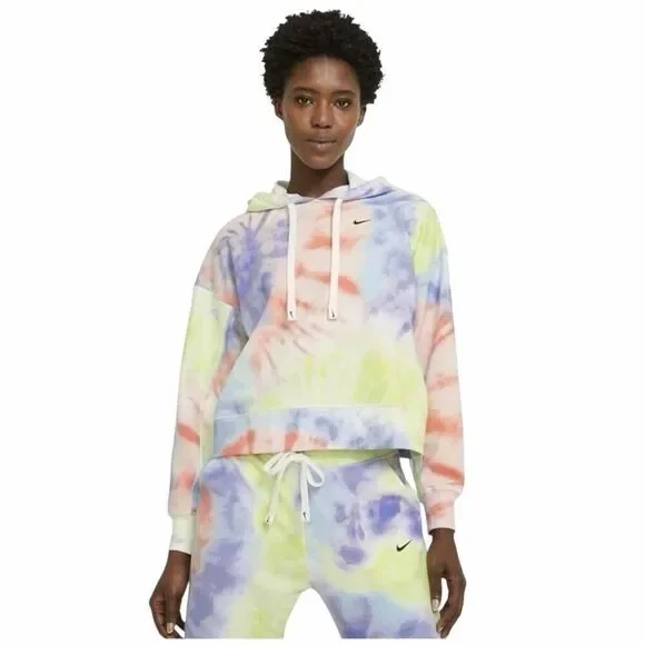 NIKE Women's Dri-FIT Get Fit Tie-dye Pullover Training Hoodie Purple Small