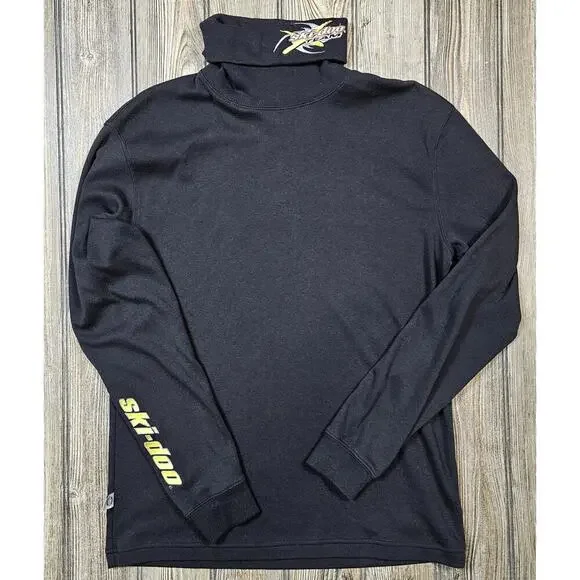 Vintage Men’s Ski-Doo Black Yellow Embroidered Turtle Neck Sweater Size Medium