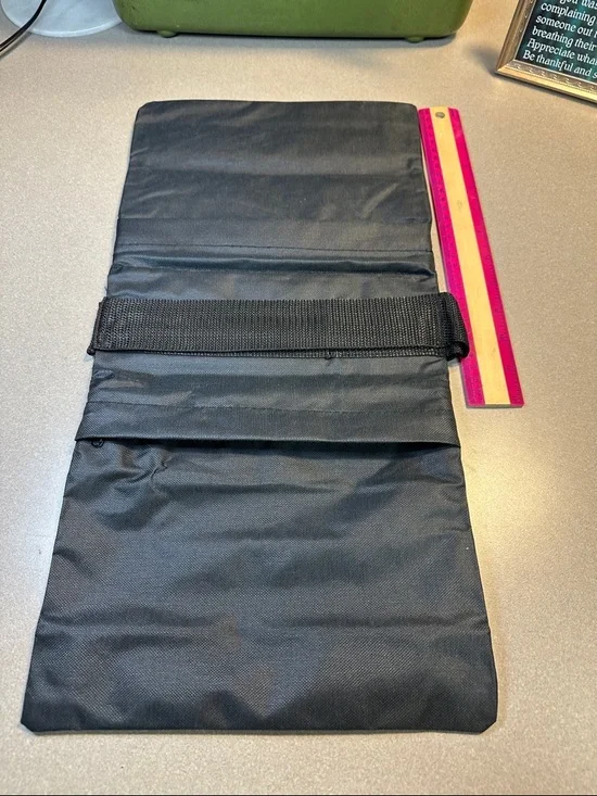 Black Armrest double zippered storage pouch with handle