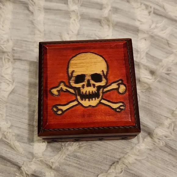 Skull and cross bones wooden trinket box!