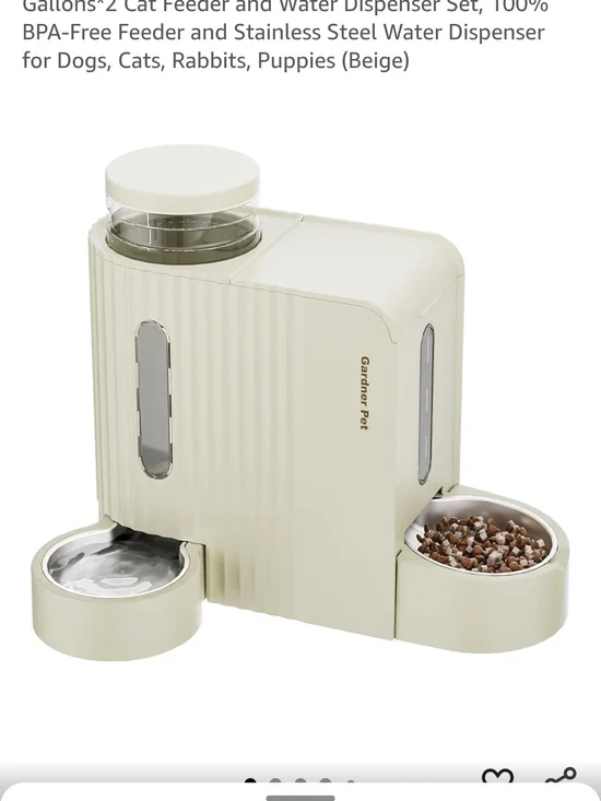 Automatic Pet Feeder & Water Dispenser - Cream