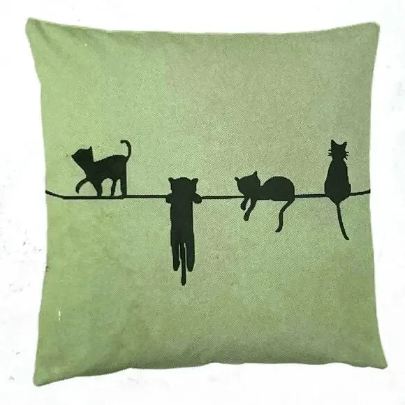 Ikea home decor cats green square pillow cover
