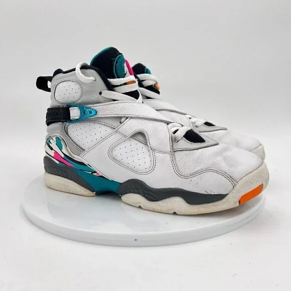 Nike Air Jordan 8 Retro Youth Size 7.5 Women 9 305368-113 South Beach Shoes