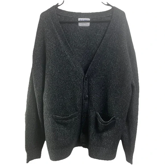 Old Navy Men's Dark Gray Button-up long sleeve Grandpa cardigan sweater Sz. L