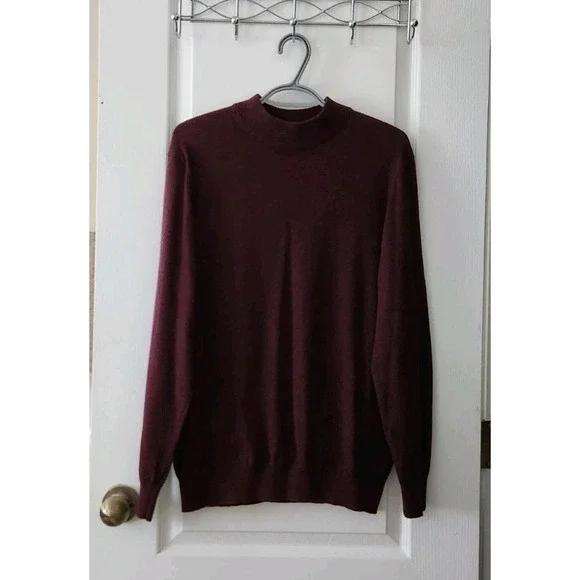 Joseph Abboud Mens Sweater Pullover Merino Wool Blend Long Sleeve Mock Neck Sz L