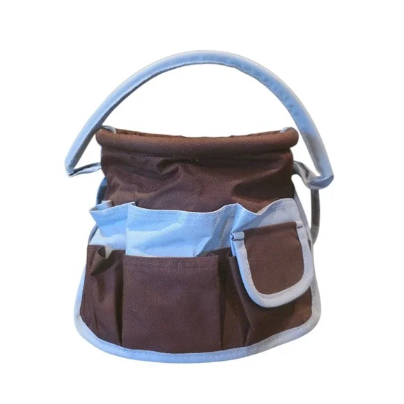 Neatnix Brown Blue Tool Caddy Organizer‎ Bag Pockets Tote Garden Craft Carry