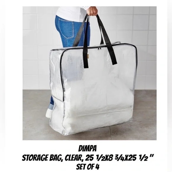 4 IKEA DIMPA Clear Storage Bag Set