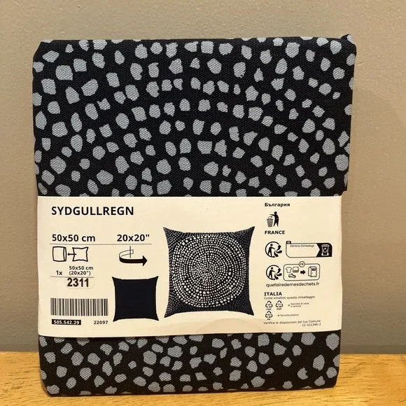 IKEA Sydgullregn Navy Blue Throw Pillow Cover 20x20