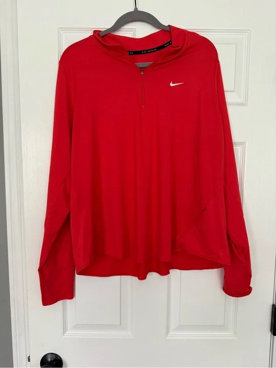 Nike running Red Dri-FIT Half-Zip Hoodie- size 1X