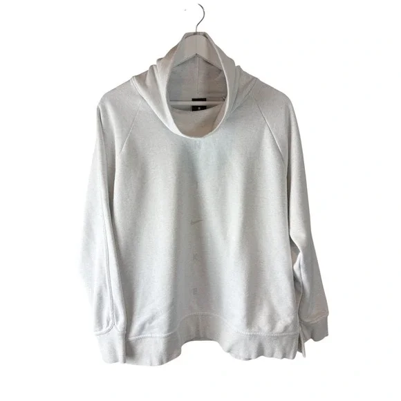 Nike‎ Womens Funnel Neck Sweatshirt Grey Vertical Logo Pullover CU5659-100 Large