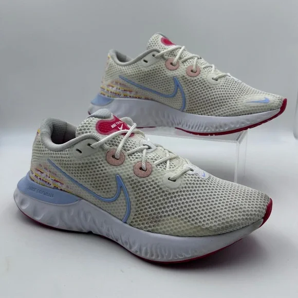 Nike Renew Ride Running Shoes Womens 8.5 White Blue Pink CW5633-100 Athleisure