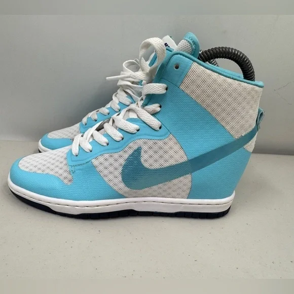 Nike Womens WMNS Dunk Sky Hi 2.0 Sneakers White/Blue Shoes 725069-104 sz 6.5