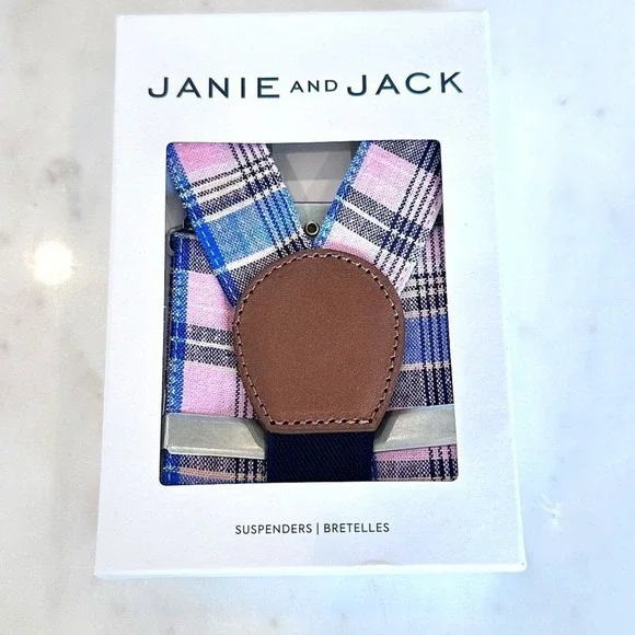 Janie and Jack Baby Boy Plaid Pastel Easter Spring Summer Suspenders Size 12-24