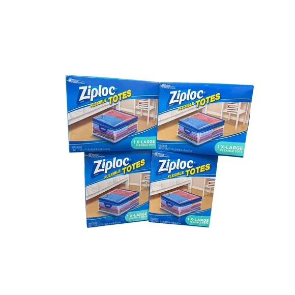 4 Boxes Ziploc XL Flexible Storage Totes 10 Gallon Extra Large Heavy Duty New