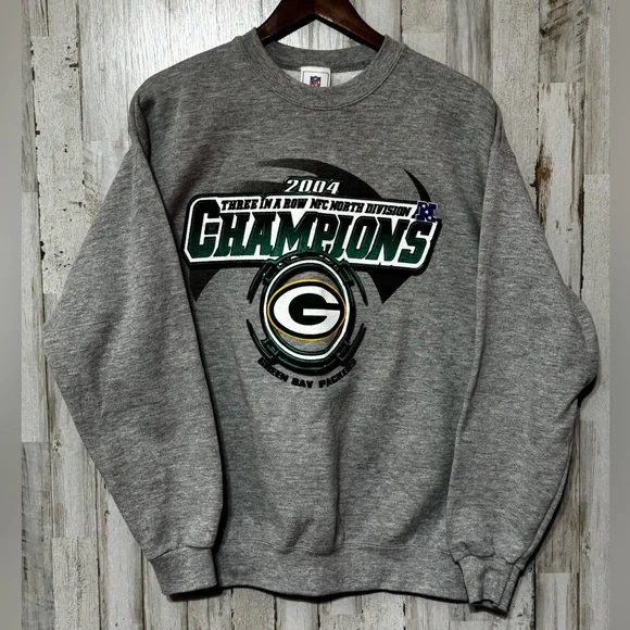 Vintage Green‎ Bay Packers 2004 Champions Crewneck Medium