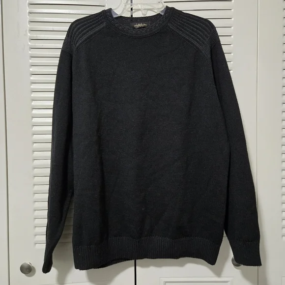 Montechiaro Men's Pullover Sweater Wool Blend Black Size 2XL