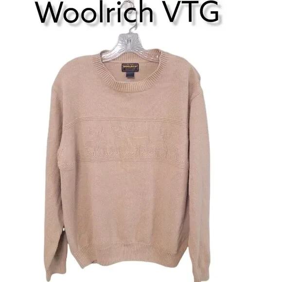 Woolrich Deer Vintage Crewneck Grandpa‎ Sweater Size Large