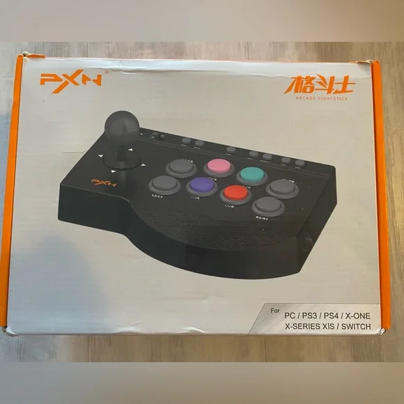 Black Arcade Fightstick with Multicolor Action Buttons