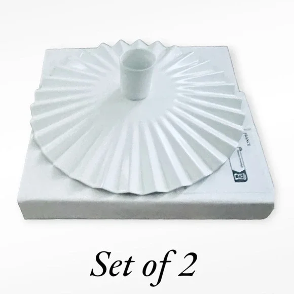 IKEA VINTERFINT White Fluted Candle Holder (Set of 2)
