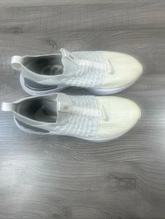 Nike Women’s White Knit Slip-On Sneakers with Gray Accents