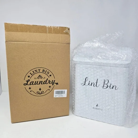 SubeKyu Magnetic Lint Bin and Dryer Sheet Holder Set White Laundry Organization