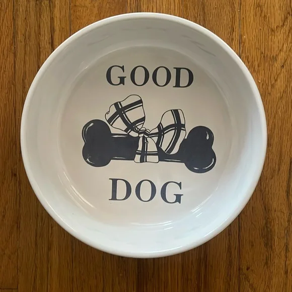 New Curzon Ceramic GOOD DOG Pet food/water/bowl/dish Bone with a Bow