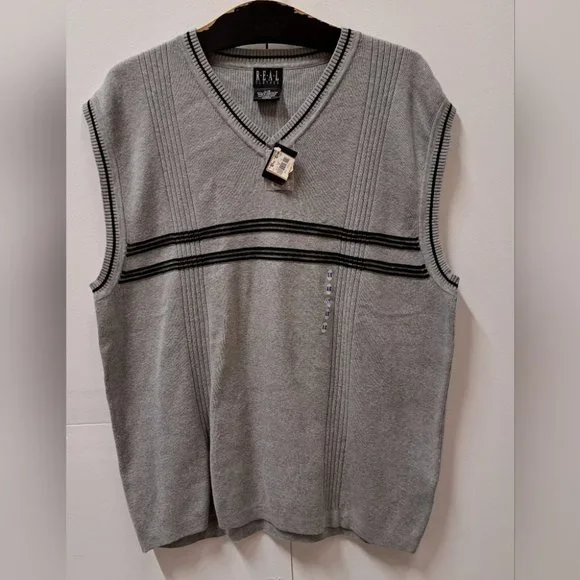 NWT Vintage Real Clothes Men's Sweater Vest Hudson Bay Ribbed 90s Y2K sz Large