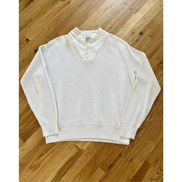 L.L.Bean Vintage 90s Cotton Button Front Henley Sweater Mens Size Large