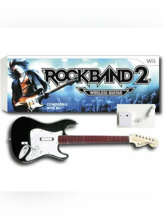 Rock Band 2 Wireless Guitar Controller - Black and White NEW