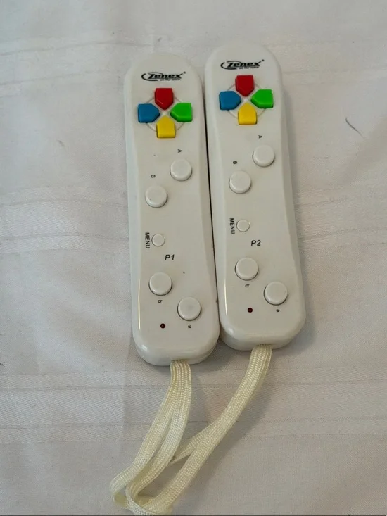 White Motion Game Controllers with Multicolor Buttons - Pair